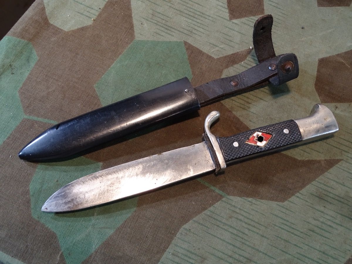 HJ Dolch / Fahrtenmesser, stark gealtert, gereinigt, Anton Wingen Jr. Solingen, ges gesch.  HJ Dolch / Fahrtenmesser, stark gealtert, gereinigt, Anton Wingen Jr. Solingen, ges gesch.