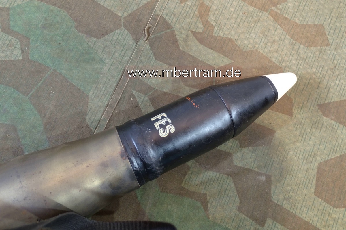 10389-38jIwsyrBN8oFD Wehrmacht Deko Sturmgeschütz Panzer Granate 7,5cm KWK 40 mit Hülse u Bodenschraube u Zündschraube