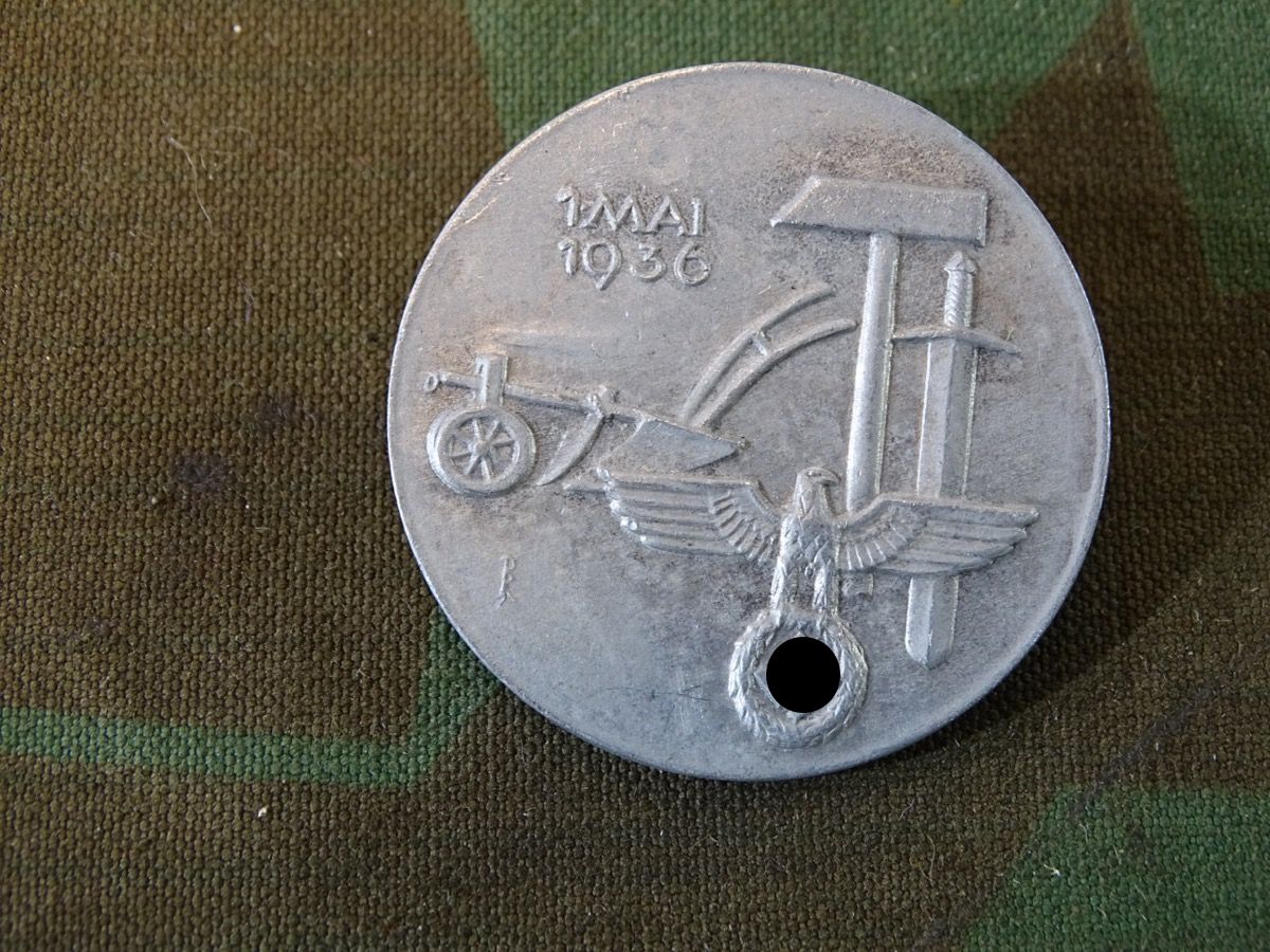 Veranstalltungs Abzeichen 1. Mai 1936, Aluminium, Hst. : Fa. R.Schenkel Pforzheim