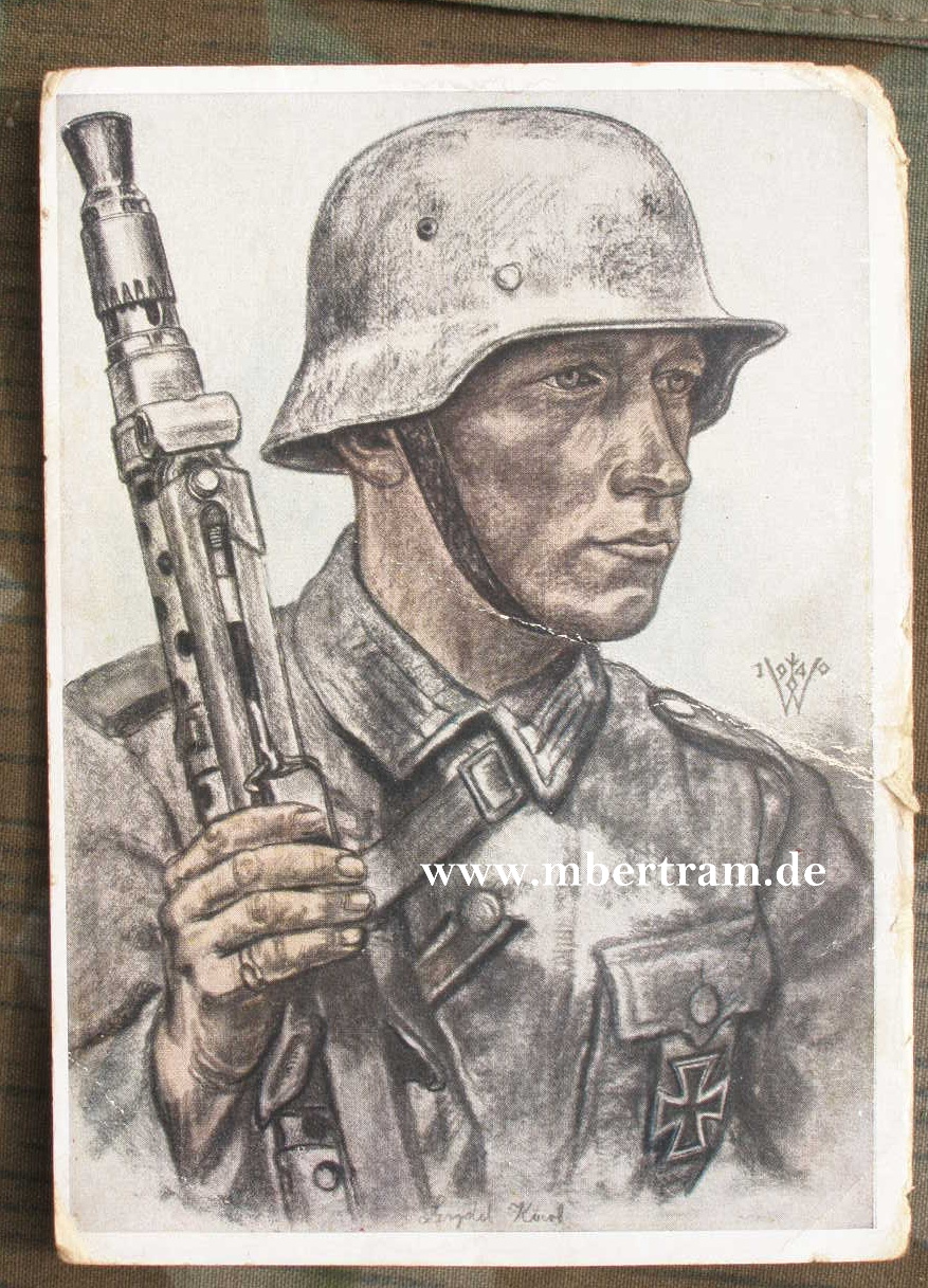 Propagandapostkarte, Unsere Panzerwaffe, Ein Kradschütze
