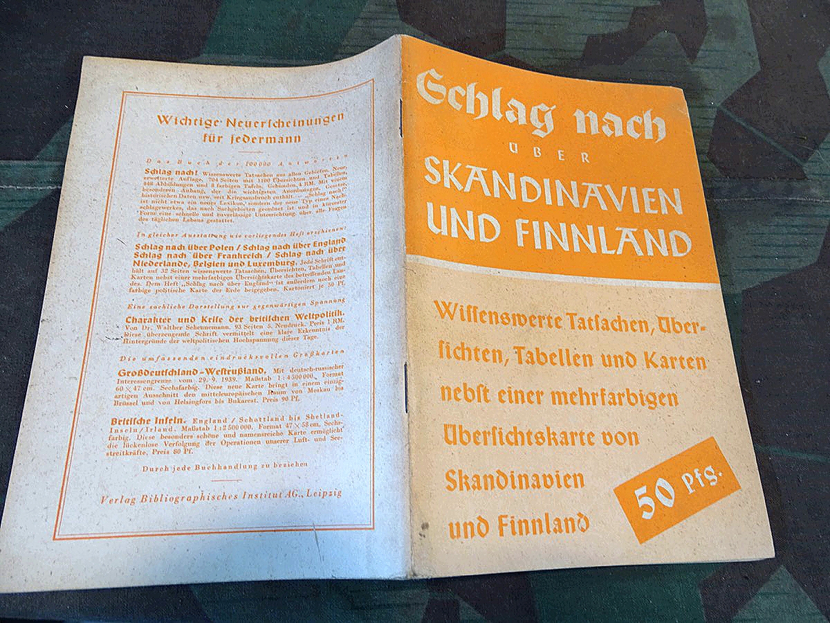 Schlag nach über Skandivavien und Finnland, Soldaten Information aus Landser Nachlass. Um 1940