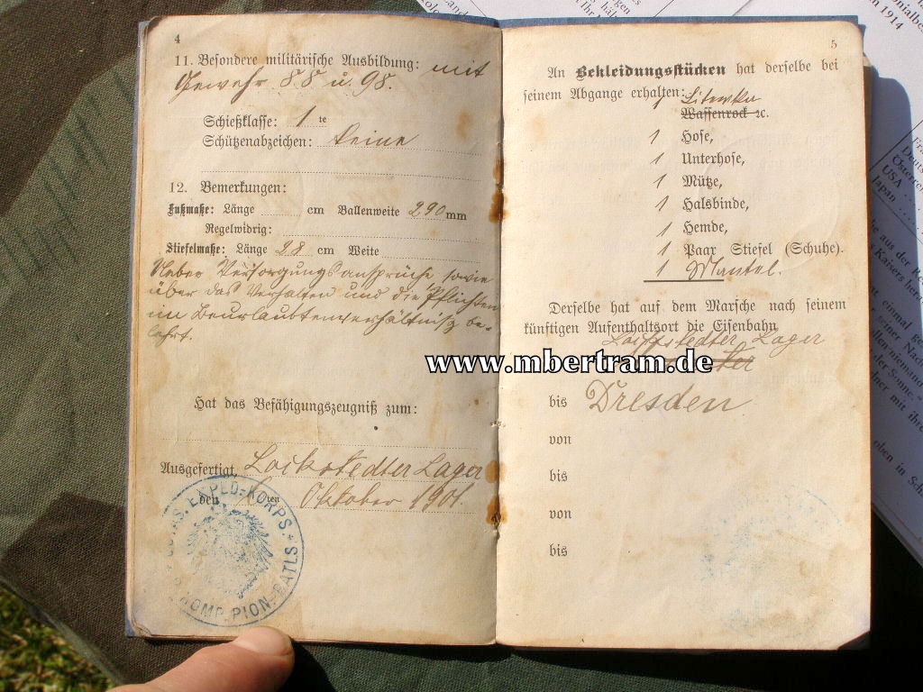 13619-4 Militärpass Ostasiatisches Expeditionskorps 1902" SELTEN !