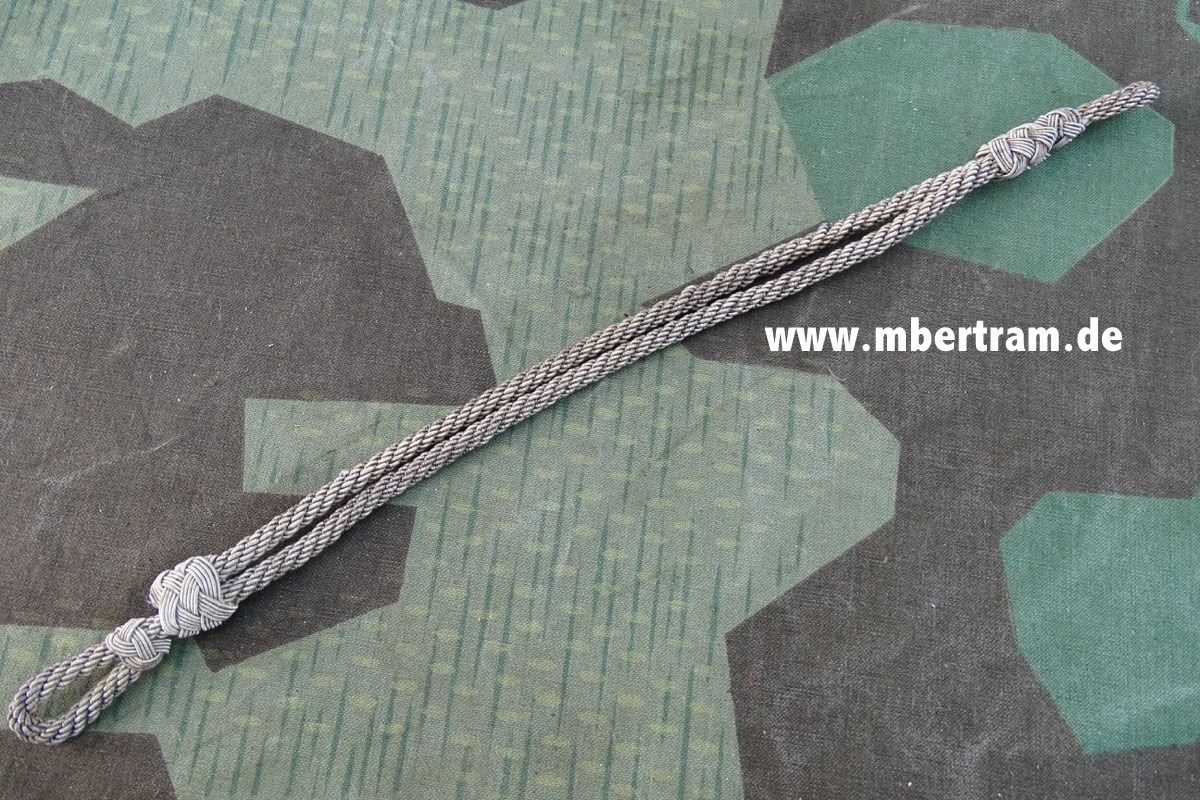 WK 2 Mützenkordel für Offiziers Schirmmütze, silber Geflecht, angelaufen, 30,5cm