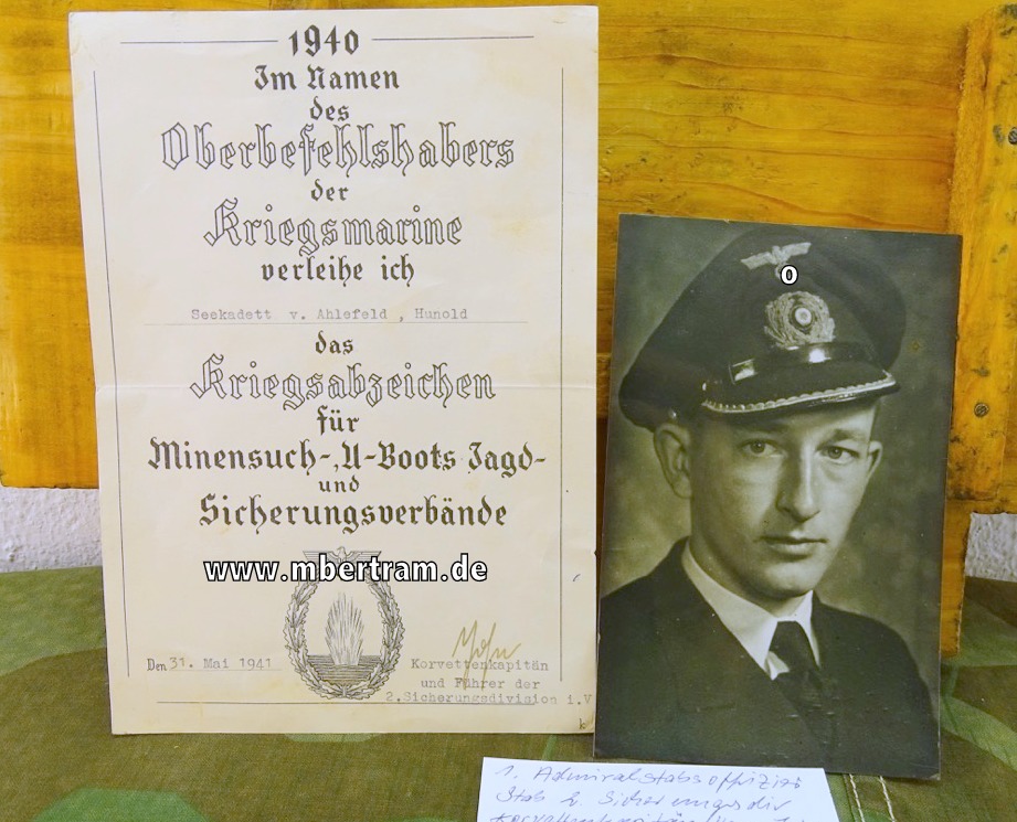 Besitzurkunde Kriegsabzeichen für Minensuch-, U.-Boots-Jagd- und Sicherungsverbände