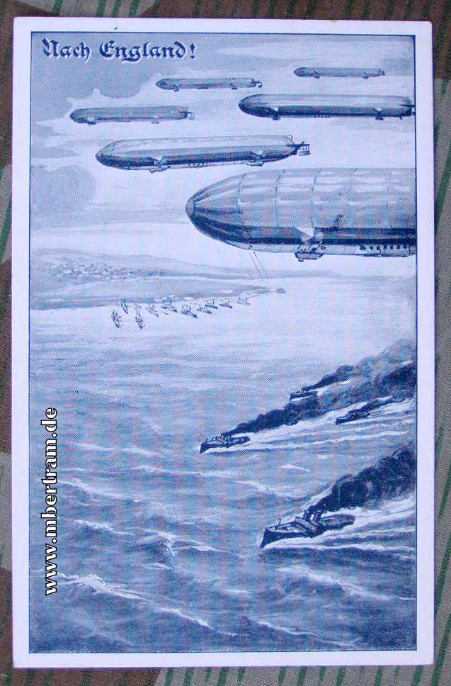 "Zeppelinangriff auf England", Feldpost, ungelaufen, 1915