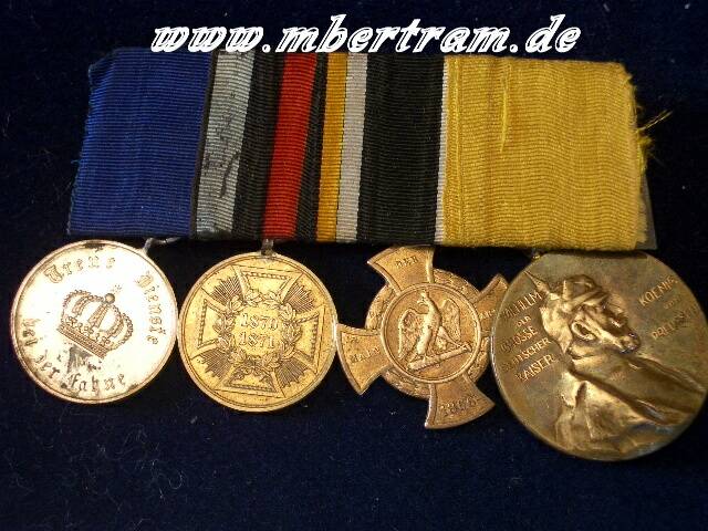 4er Ordensspange eines preussischen Soldaten 1866 u. 71