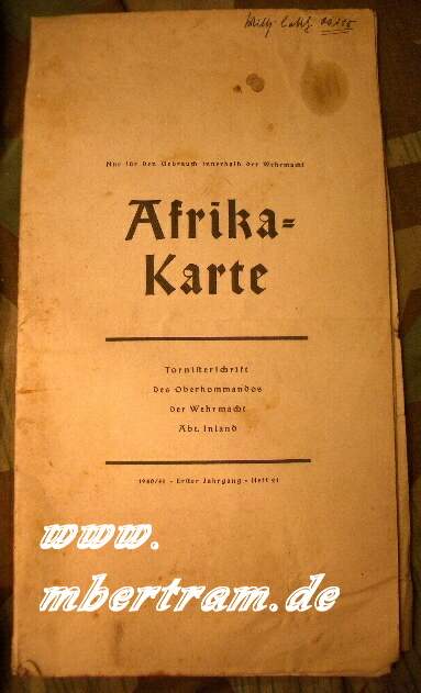 Afrikakoorps Karte, " Nur f.d. Gebr. i.d. Wehrmacht" 1941