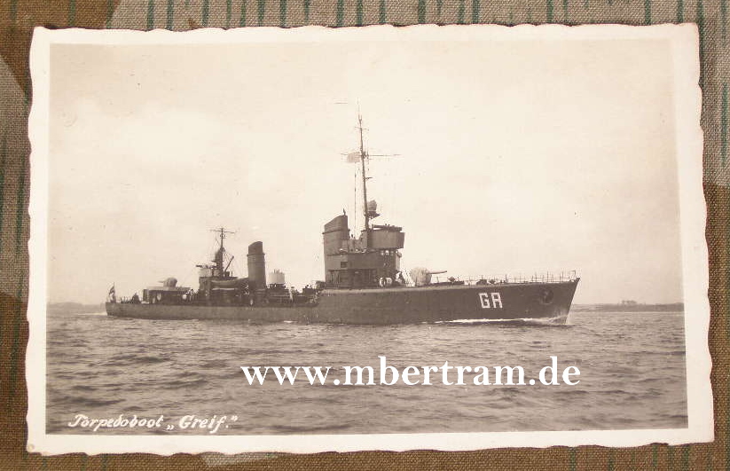 Postkartenfoto "Torpedoboot Greif" . Ungelaufen, um 1934
