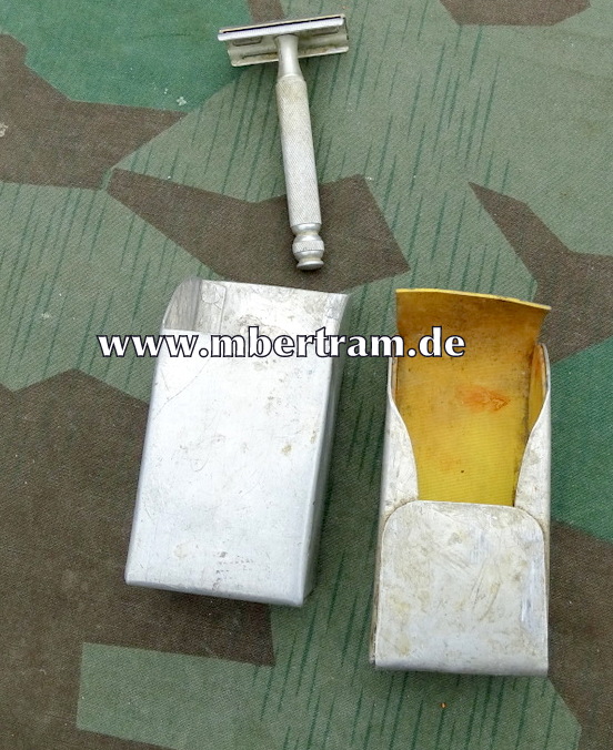 Rasierapperat aus Luftwaffen Fliegernachlass. Alu Behälter