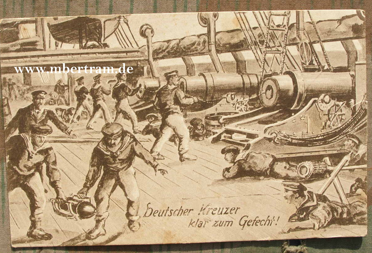 1915 " Deutscher Kreuzer klar zum Gefecht" Gelaufen