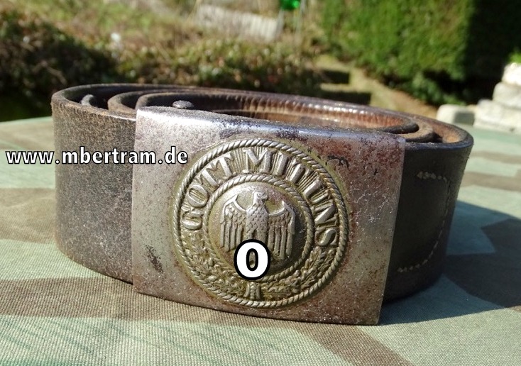 Wehrmacht Koppelschloss Stahl, Lederzunge- Schneider Lüdenscheid 1940, Riemen