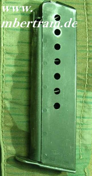 Magazin Walther P 38 frühe BW 9mm, komplett brüniert