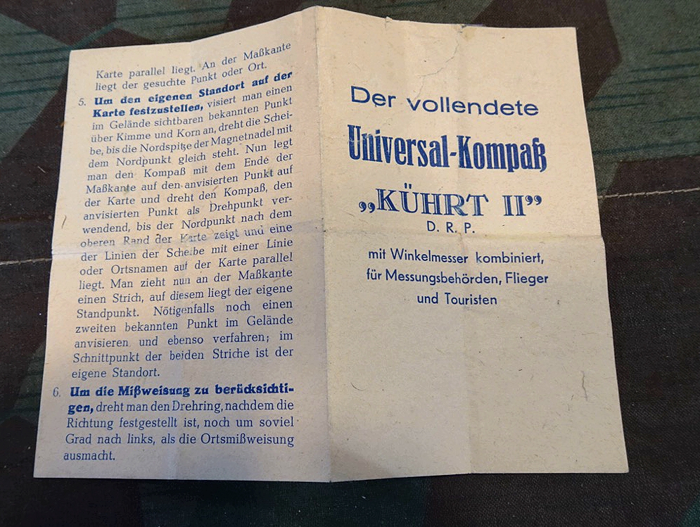 Anleitung " Der vollendete Universal Kompass Kührt II, D.R.P. 