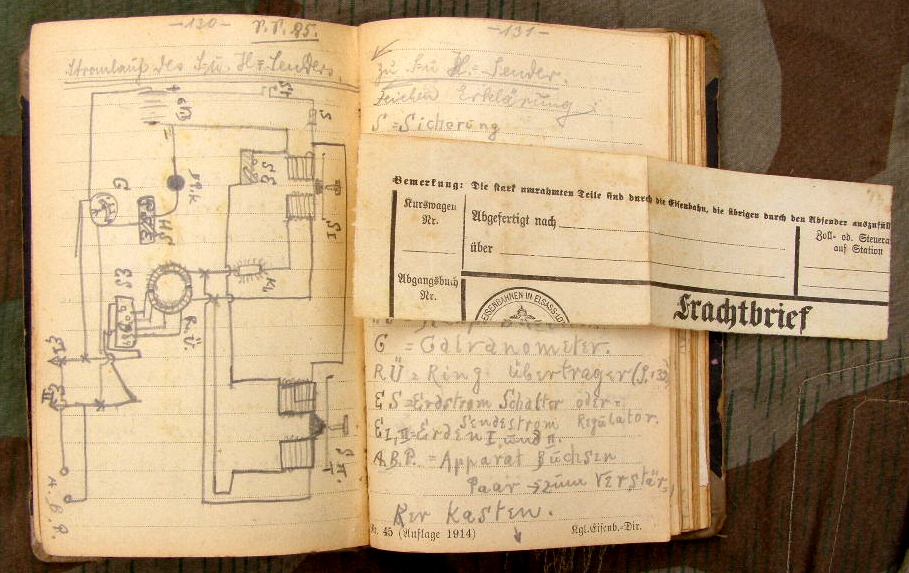 Notitzbuch Nachr. Ers.Abt. 18, Erd Telegraphen Ersatzzug 1913