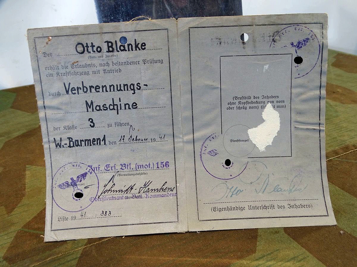 WH Führerschein Otto B.  Kl. 3, Heeres Standortverwaltung Wuppertal Barmen WH Führerschein Otto B.  Kl. 3, Heeres Standortverwaltung Wuppertal Barmen