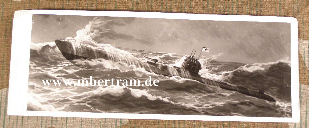 Pressefoto 24,5x9 cm, U-Boot in schwerer See