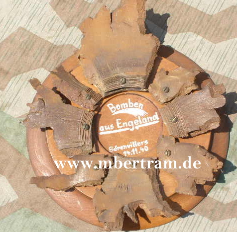 Bombensplitter aus Engeland- Frankr./Serenvillers 14.11.1940