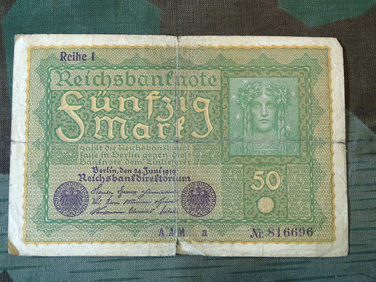 Geldschein über 50 Reichsmark, 1919,  deutsches Kaiserreich