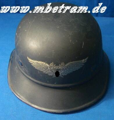 Luftschutzhelm,Gladiatorform m. Originalwappen, dunkelblau