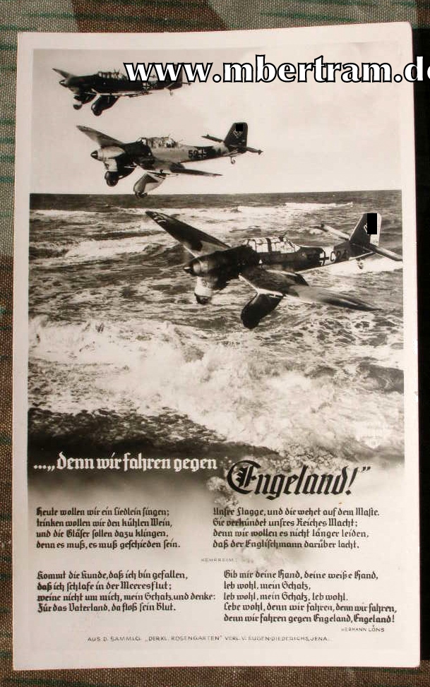 Postkarte mit Stukas- denn wir fahren gegen Engeland !
