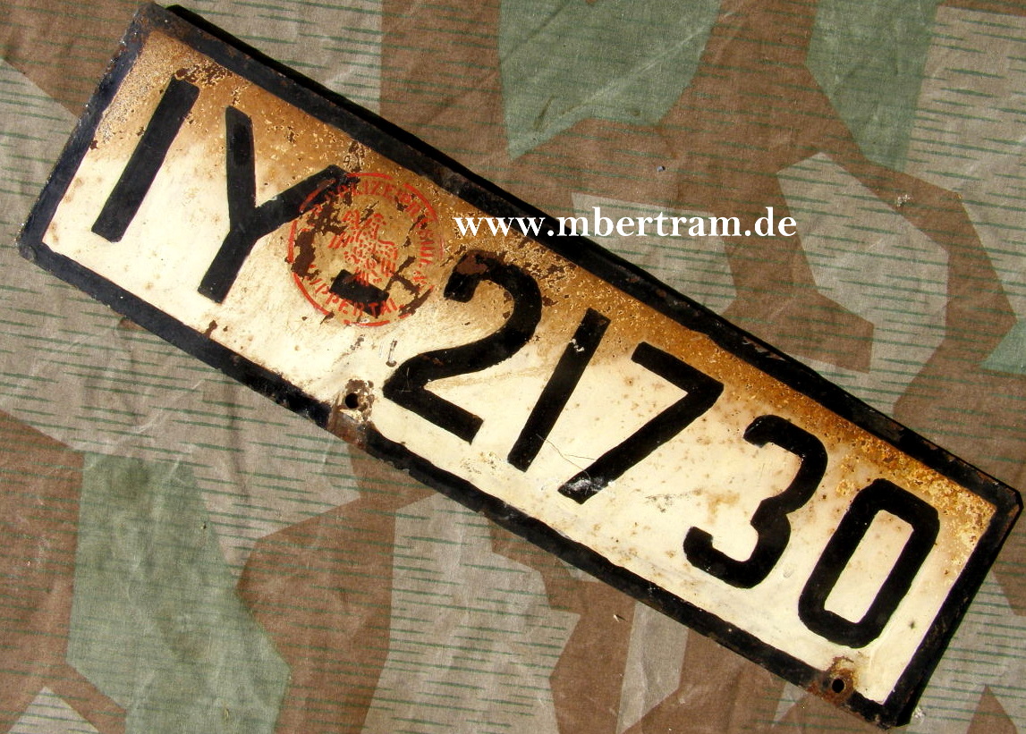 Nummernschild Deutsches Reich 1928-45 " IY- 21730"