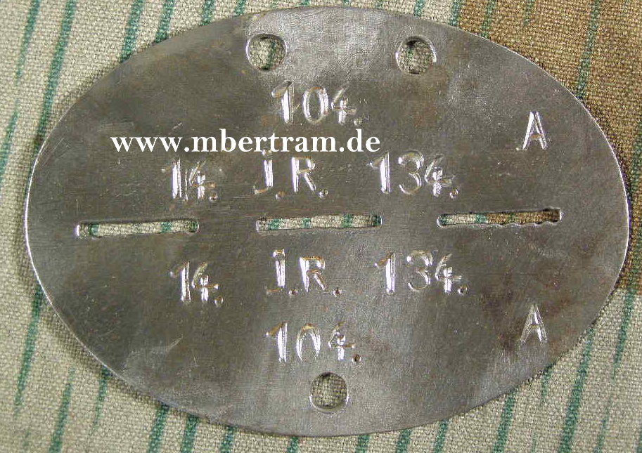 ERKENNUNGSMARKE "14. Jäger Rgt. 134" Eisenblech