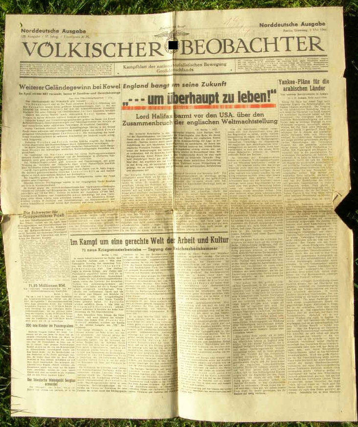 Zeitung " Völkischer Beobachter " , 02.05.1944/ Titelblatt.