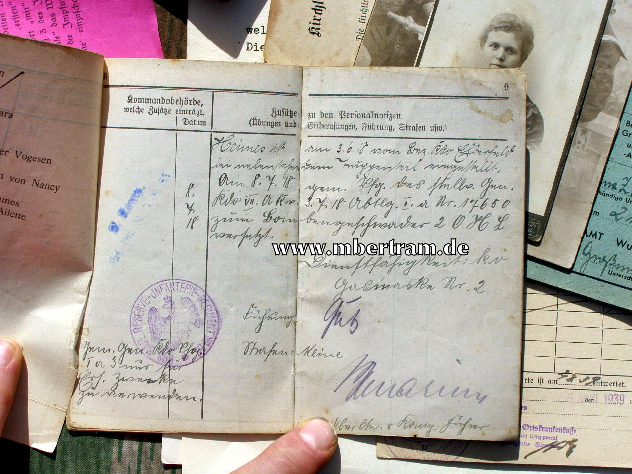 12440-8 Dokumente u. Militärpass " Kgl. preuss. Bombenstaffel 11...