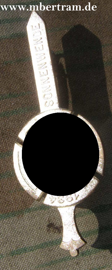 Sonnenwende 1934, Metall massiv. Hst: Steinauer &amp; Lück