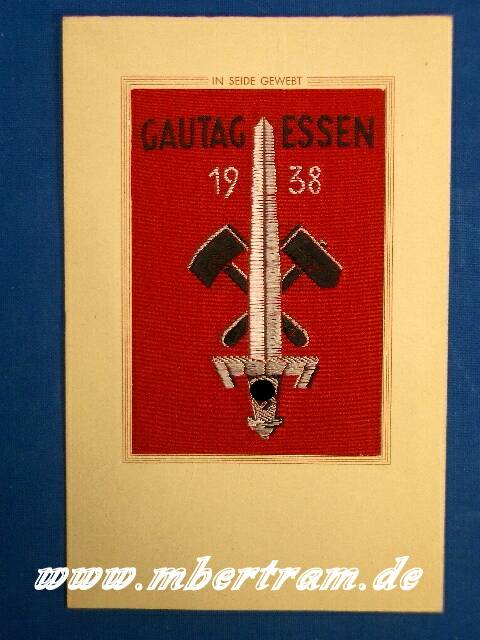 Propagandapostkarte Gautag 1938 NSDAP Gau Essen, gewebt