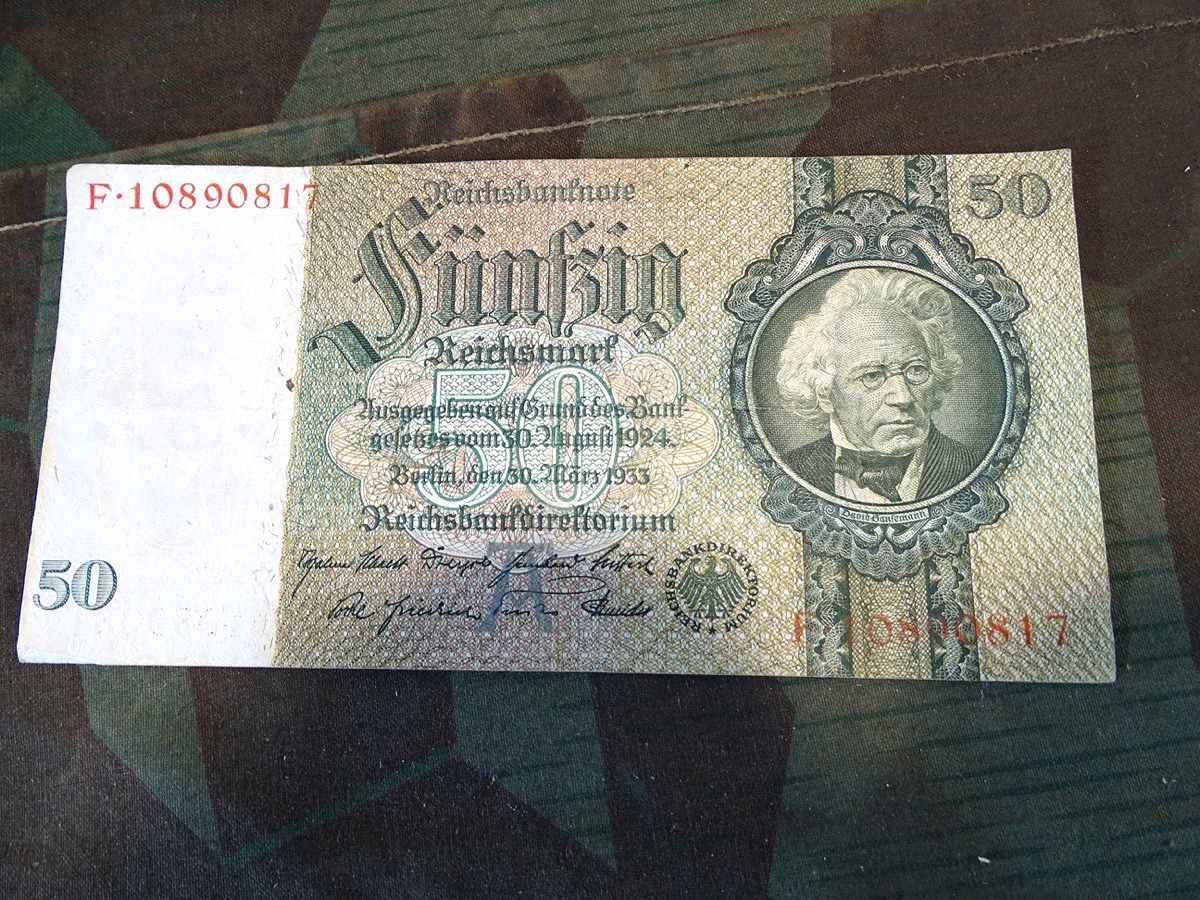 50 Reichsmark 30er Jahre, Original Geldschein aus dem 3 Reich, 1933