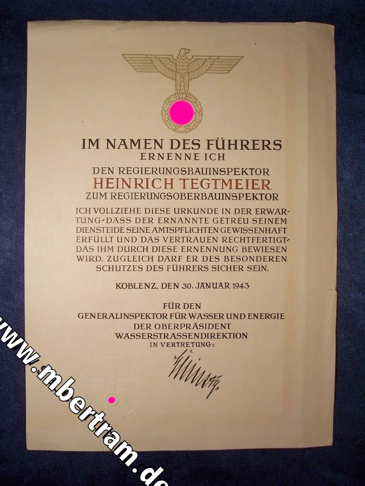 Konvolut eines Regierungsoberbauinspektor