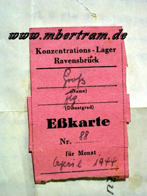 Essensmarke " Konzentrationslager Ravensbrück". 1944