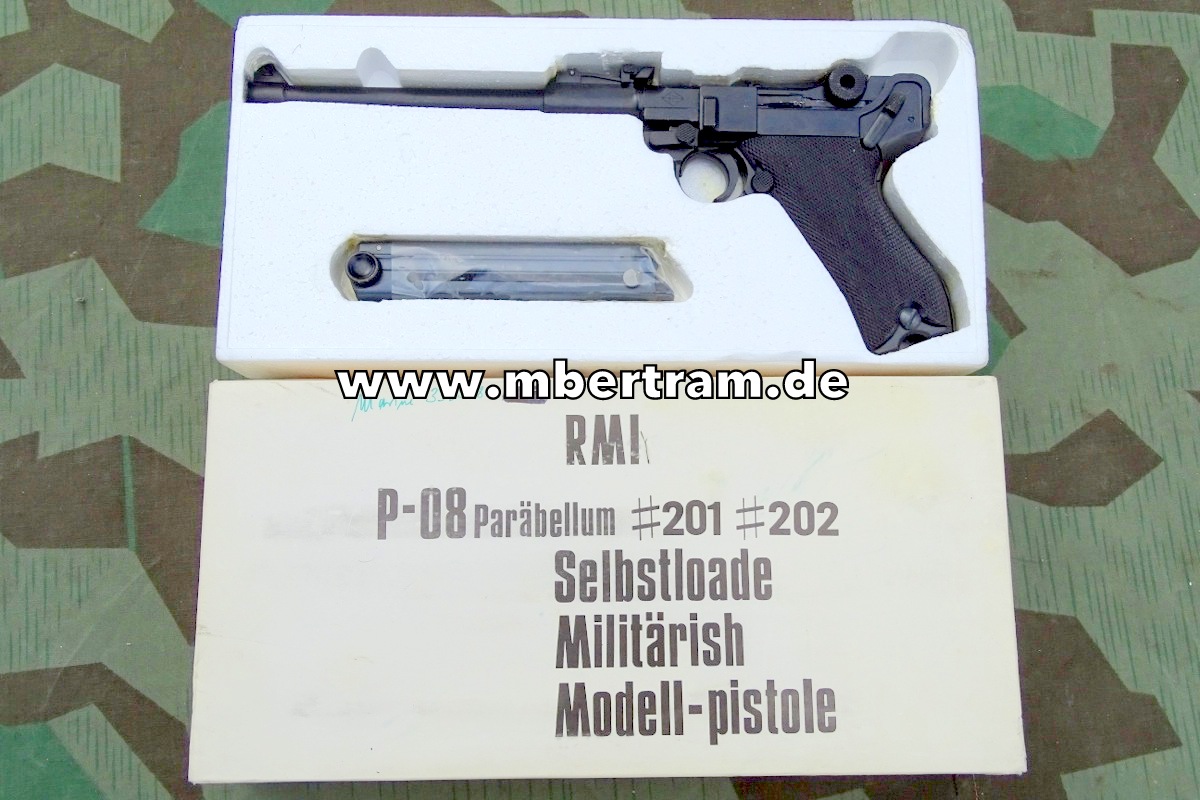 Kaiserliche Ari - Luger P 08 Parabellum, 1:1 Modellwaffe aus Metall, Hst.: RMI/MGC