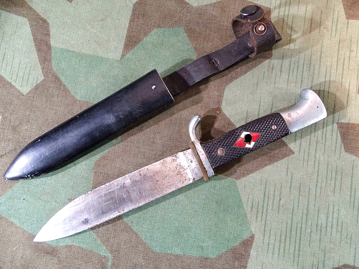 HJ Dolch / HJ Fahrtenmesser RZM M 7/3 Fa. Kuno Ritter , Trägerinitialien "S.B. "