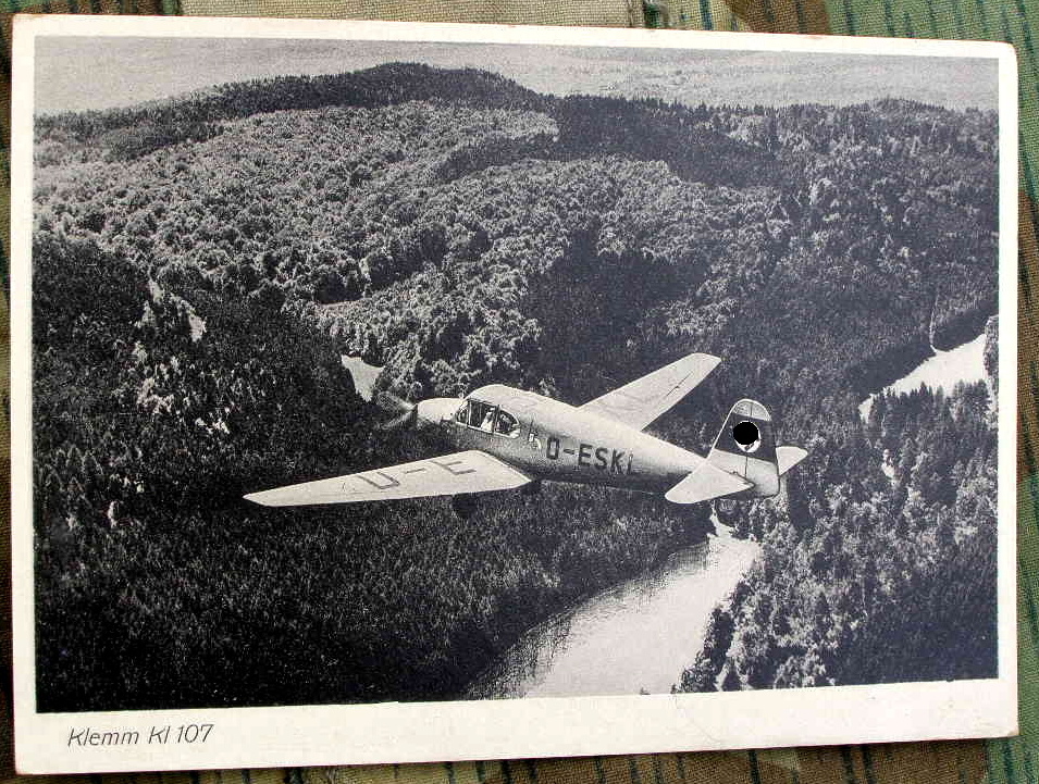Fotopostkarte Flugzeug: Klemm Kl 107, ungelaufen.