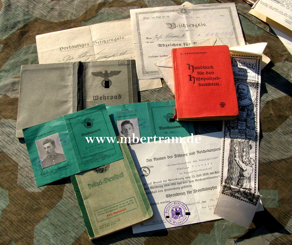 Dokumente, Urkunden, Meister d. Schutzpolizei