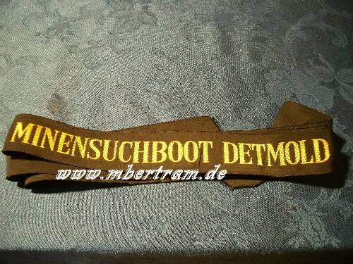 Bundesmarine Mützenband, "Minensuchboot Detmold" .