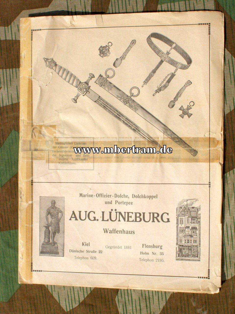 Blankwaffen Katalog Fa. August Lüneburg, um 1901