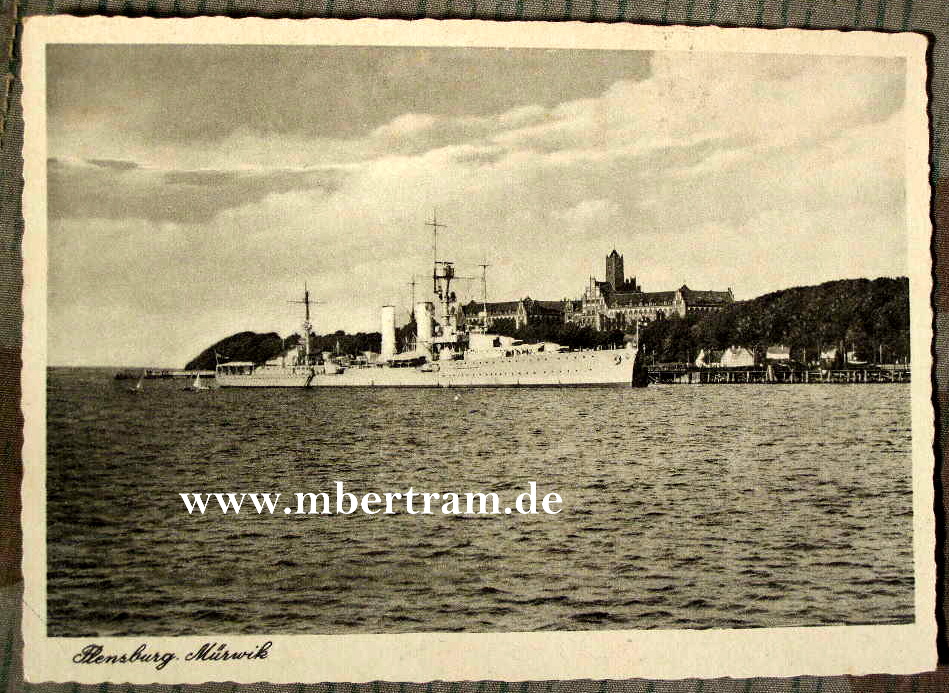 Kriegsmarine : "Flensburg Mürwick mit Kreuzer", ungelaufen