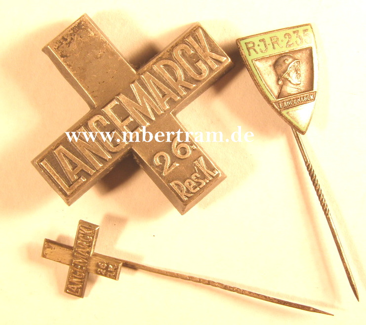 Langemarck Kreuz 26. Res. Korps Steckkreuz, mit Miniatur