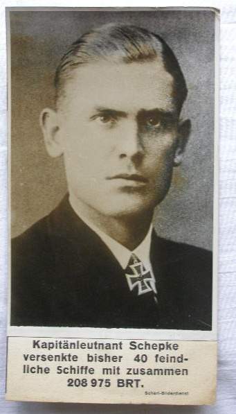 Kapitänleutnant Scheppke, Foto 17x11cm, Ritterkr. Trg. 1940