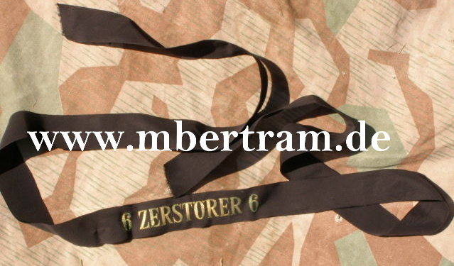 Frühes Bundesmarine Mützenband, "6 Zerstörer 6" SELTEN Ex US 2. WK Zerstörer