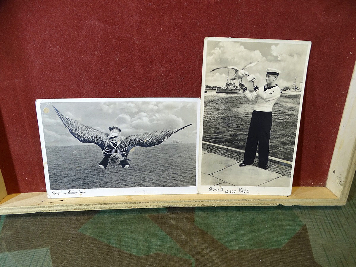 2 humoristische Kriegsmarine Feldpost Postkarten - Gruß aus Kiel - Gruß aus Eckernförde