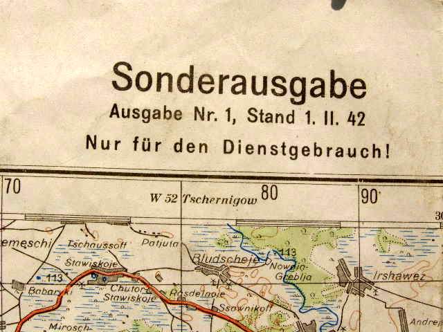 Wehrmachtskarte, 1942 Raum Kiew, nur f.d. Dienstgebrauch