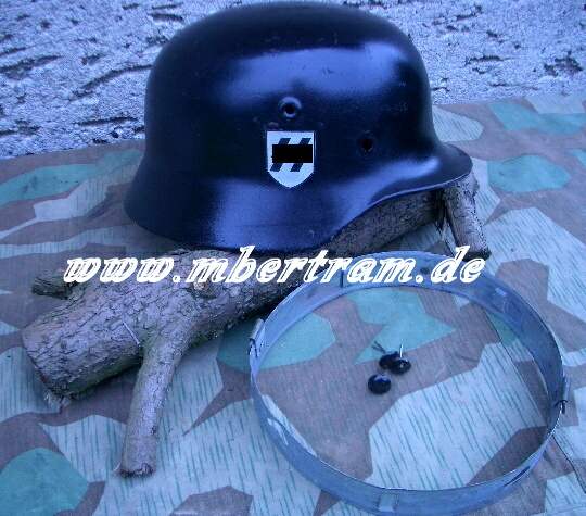 SS Stahlhelm, M 35, Orginalring. Neu: Lack, Leder, Wappen