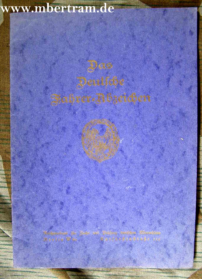 Blanko Urkundenheft für das deutsche Fahrer Abzeichen
