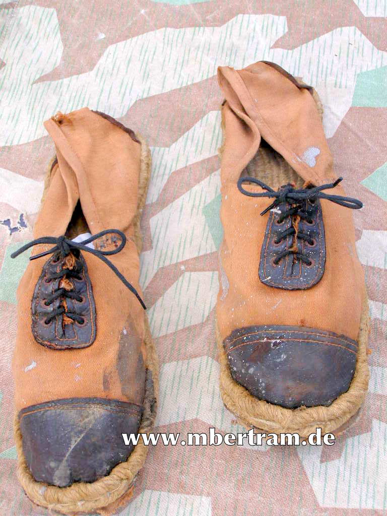 Kriegsmarine Segeltuch Bordschuhe, HANFSOHLE!!, 1945