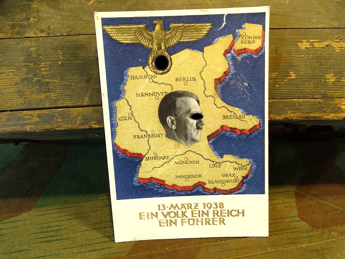 Bunte Propaganda Postkarte " 13 März 1938 , Ein Volk , Ein Reich, ein Führer "