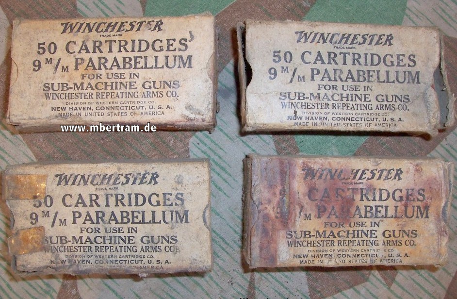 US-WK II Patronenschachtel 9 Para 1944 für MP